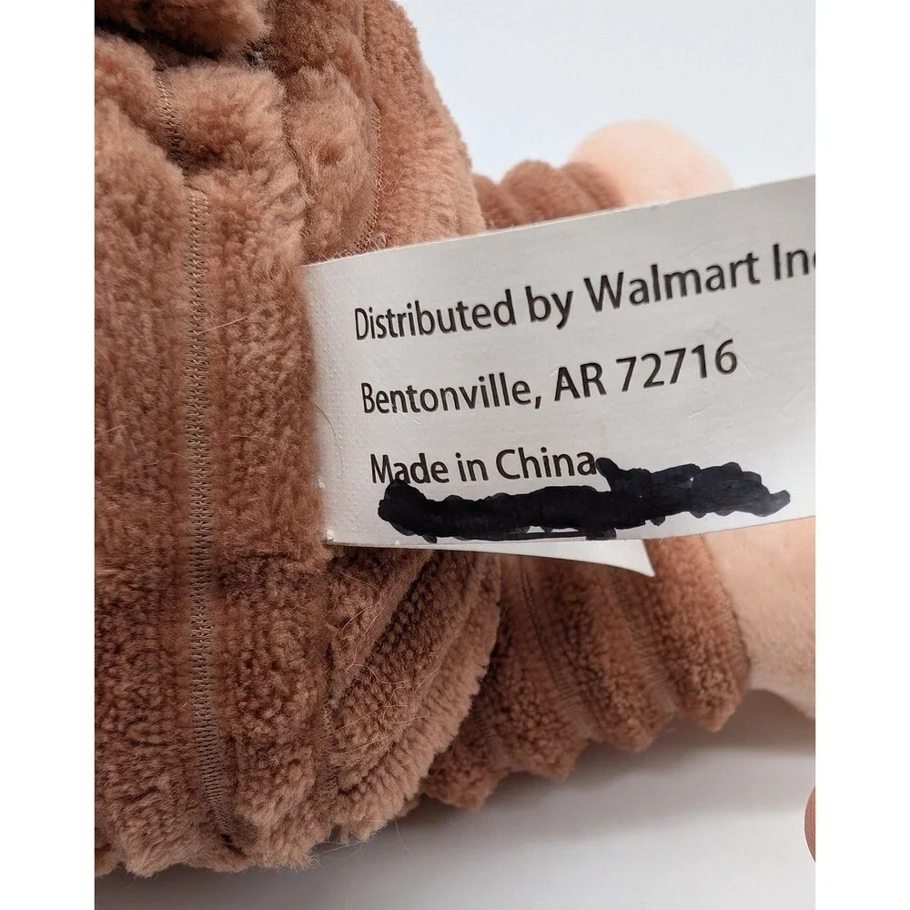 Walmart Plush Monkey Stuffed Animal Tan Brown Ribbed Corduroy 10